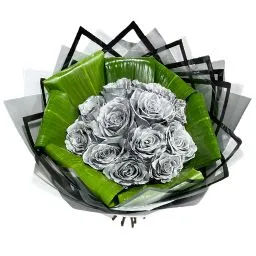 Ramo 12 rosas plateadas